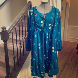 Old Navy Teal Floral Dress xxl